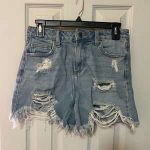 Cello Light Blue Distressed Jean Shorts